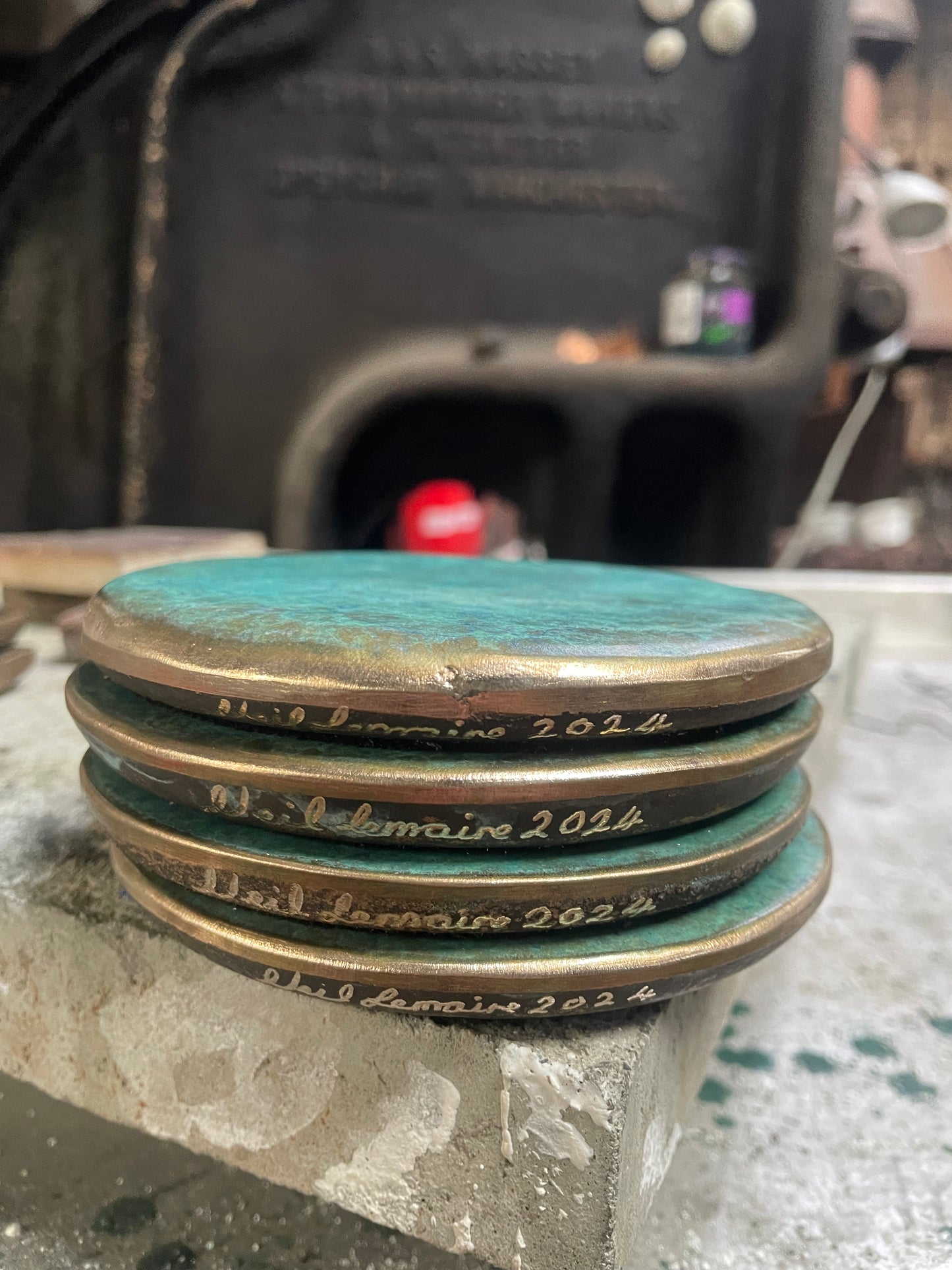 Solid bronze coasters