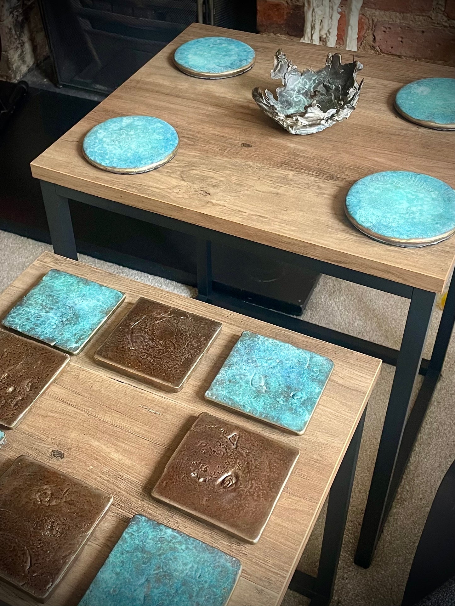 Solid bronze coasters (1 set of 4 coasters)