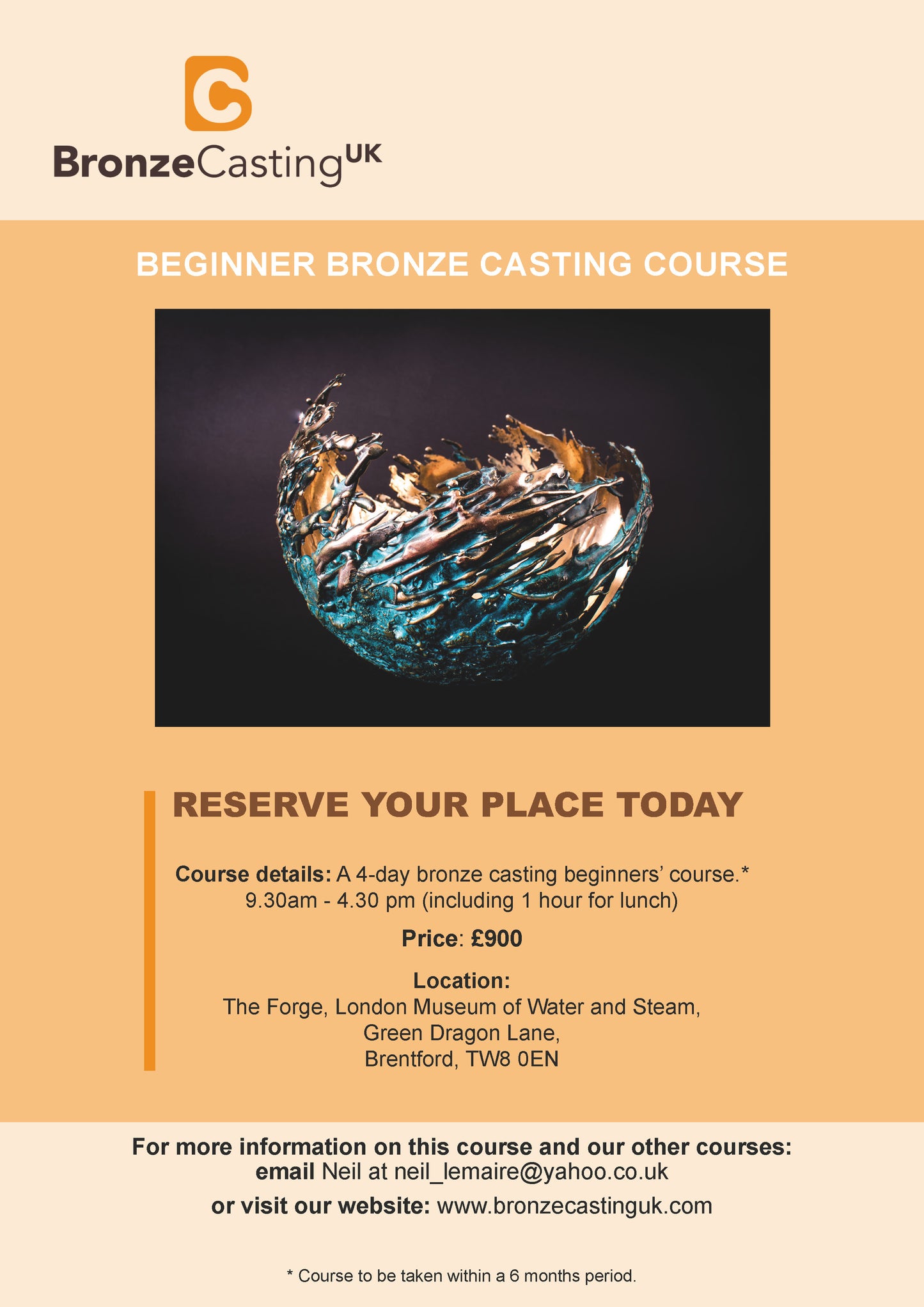 Beginner Bronze Casting Course (4 days)