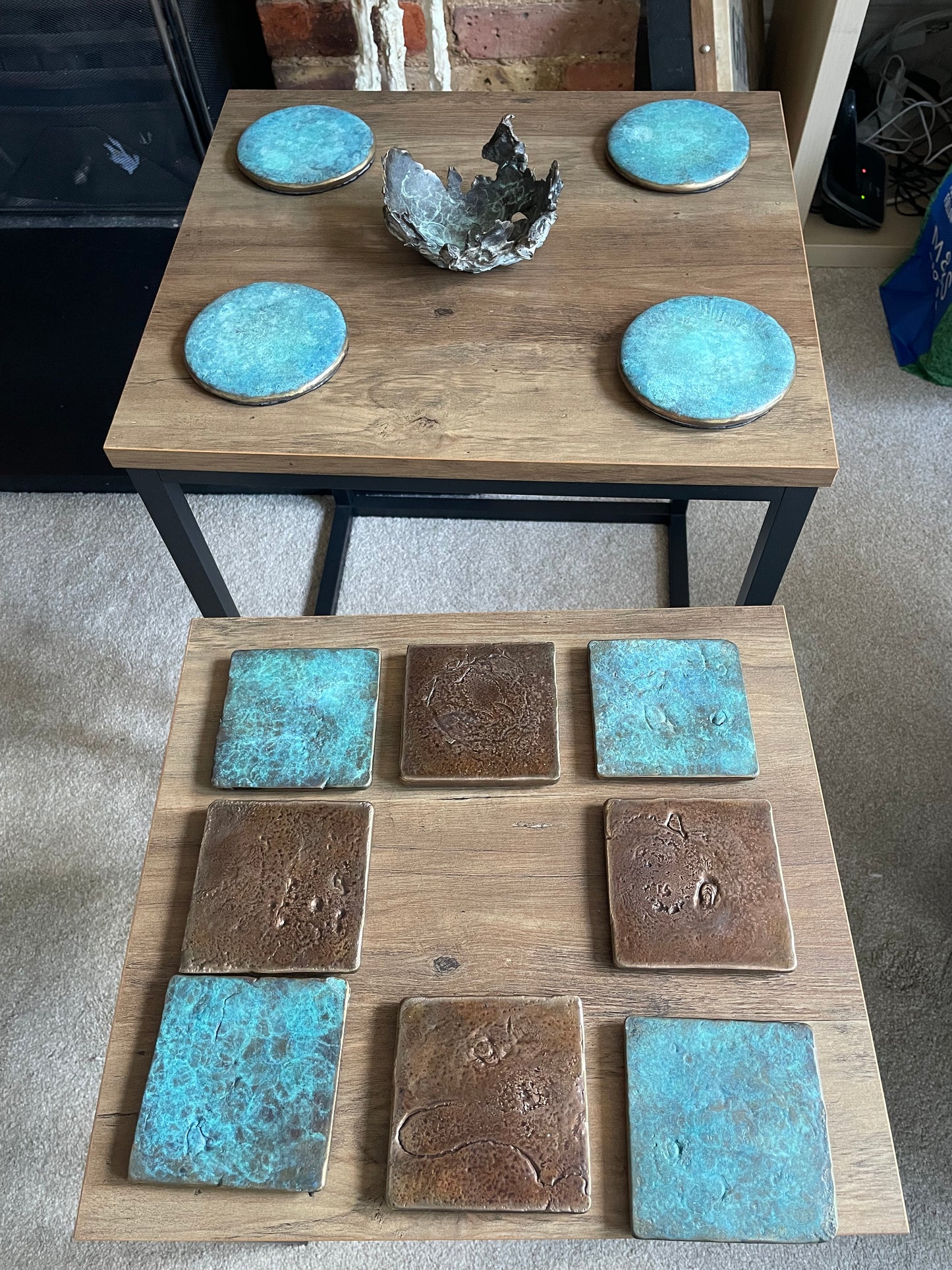 Solid bronze coasters (1 set of 4 coasters)