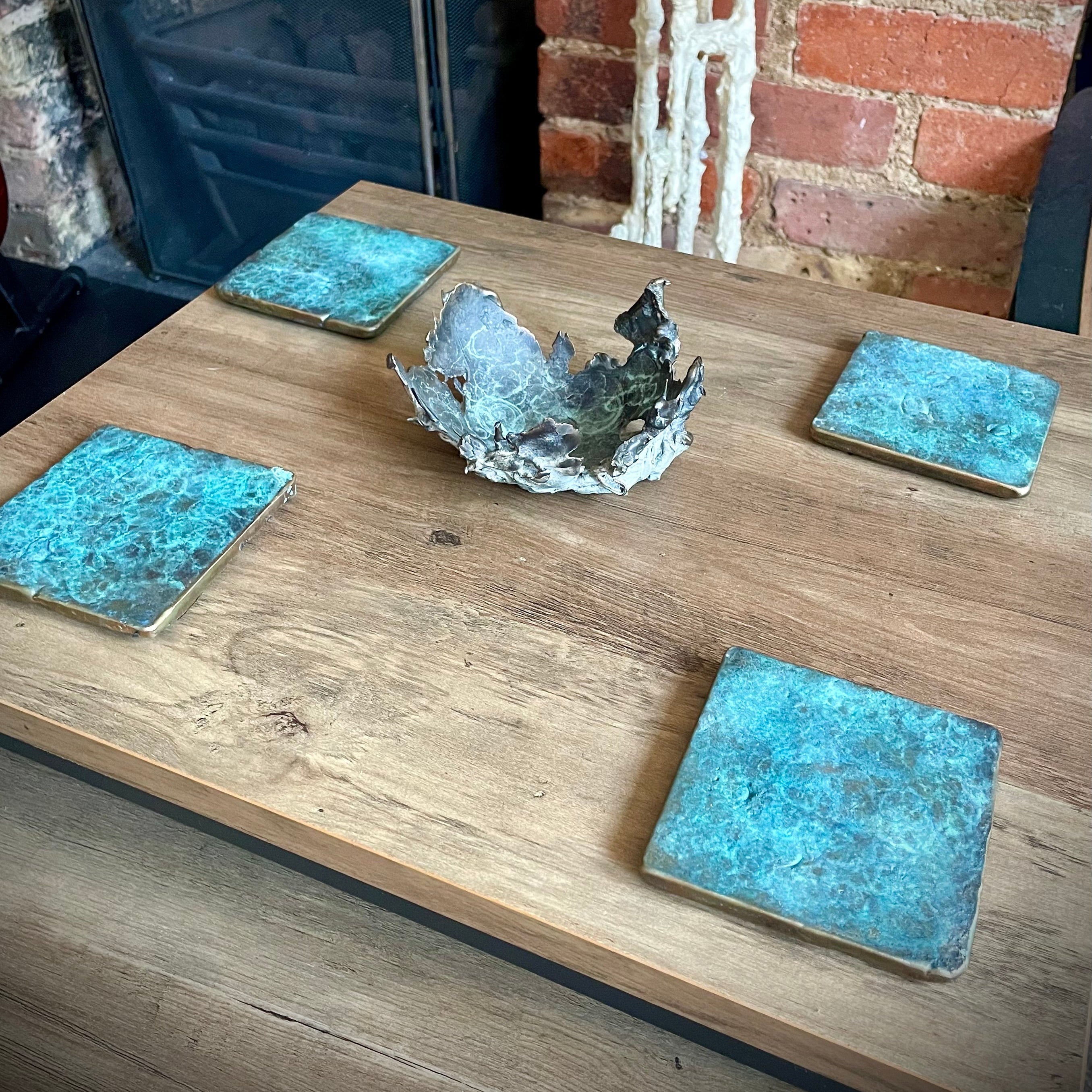 Solid bronze coasters (1 set of 4 coasters) – Mouldmakinguk
