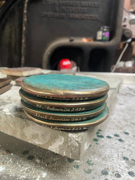 Solid bronze coasters