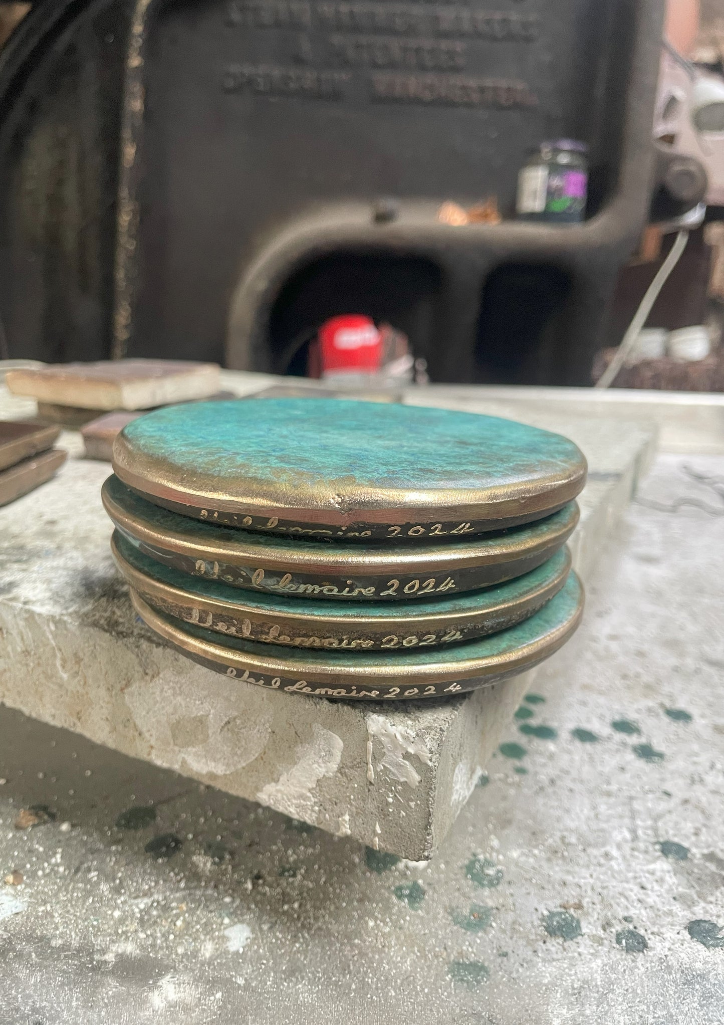 Solid bronze coasters